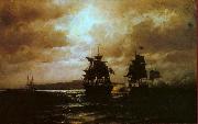 Eduardo de Martino Combate naval oil painting